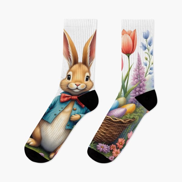 Item preview, Peter Cottontail Easter Basket & Flowers designed and sold by ACuriousshoppe.