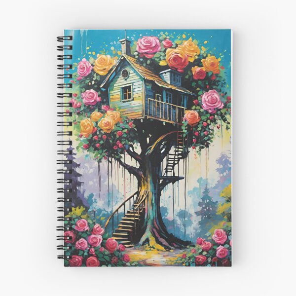 Item preview, Dreamy Treehouse In The Branches Of A Giant Tree Filled With Vibrant Blooming Roses designed and sold by CarrollGene.