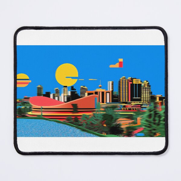 Item preview, Calgary Skyline Futuristic Glitch Art – Neon Urban Aesthetic designed and sold by YegMark.