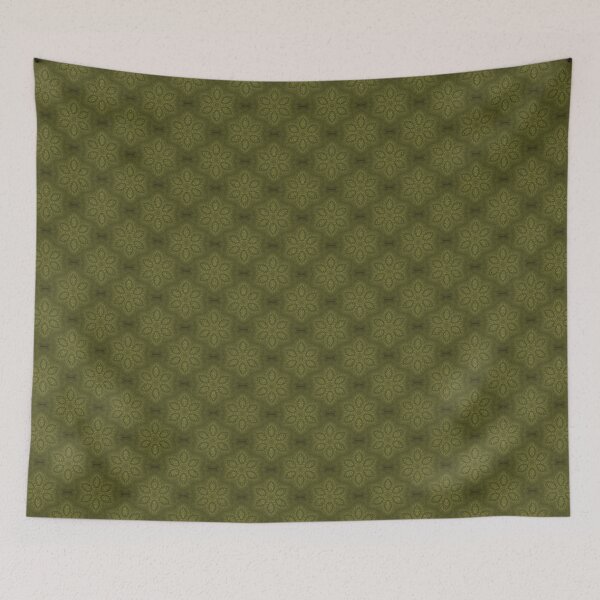 Item preview, Feathery Floral Pattern in Olive Green designed and sold by Artistestella.