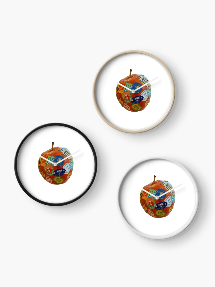 Thumbnail 3 of 4, Clock, Sticker Apple designed and sold by sofisstickerbox.