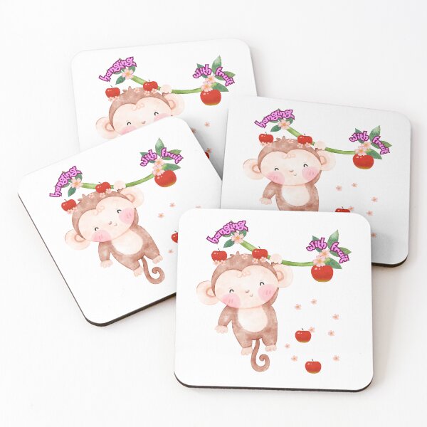 Item preview, Monkey hanging from a branch with fruit designed and sold by LaUnArt.