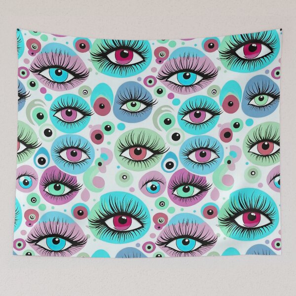 Item preview, Enchanting Eyes With Long Glam Eye Lashes In Blues Greens And Purples designed and sold by CarrollGene.