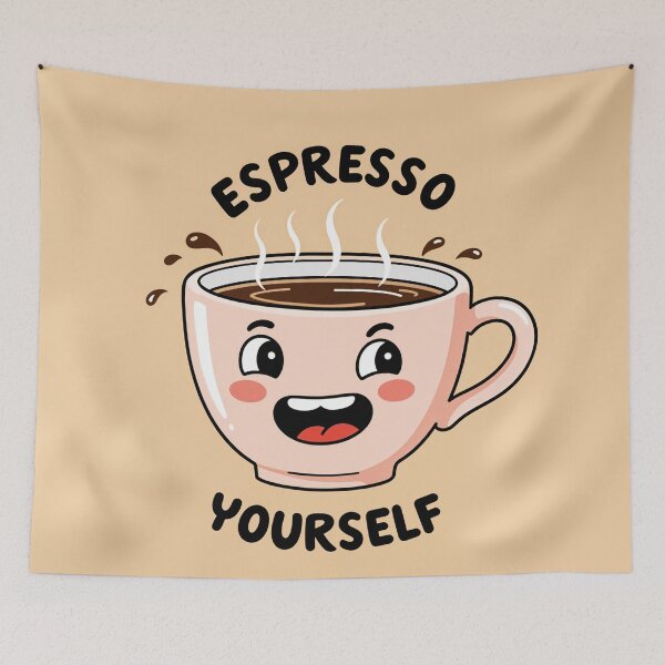 Item preview, Kawaii Coffee Cup with Espresso Yourself Pun designed and sold by Collision19.