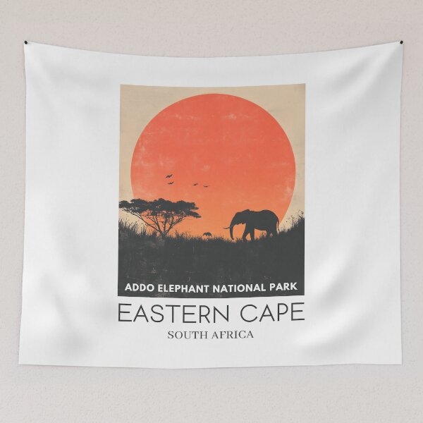 Item preview, A Pop Art Travel Print of Addo Elephant National Park - South Africa  designed and sold by StudioRedKoala.