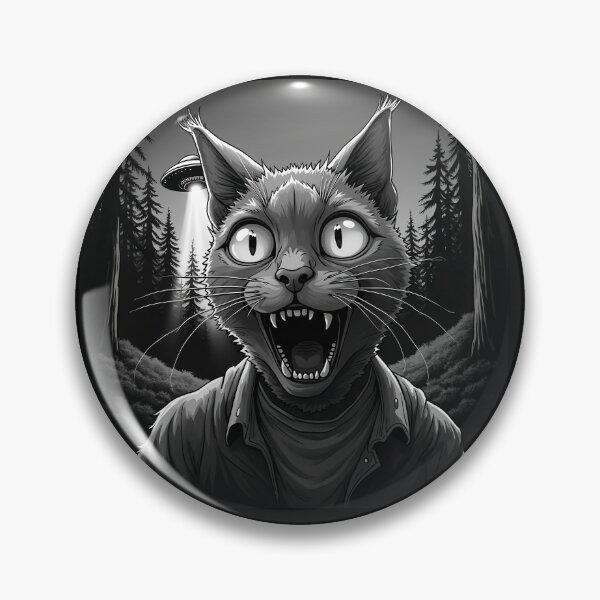 Item preview, ufo selfie "Alien Encounter: Shocked Cat in the Woods" designed and sold by Krasnovaovaova.