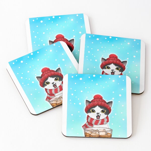 Item preview, cute cat with a iced coffee  designed and sold by Dalbongju.