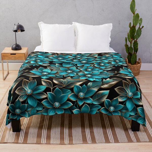 Item preview, Teal & Gold Floral Opulence | Luxurious Botanical Jewel-Toned Pattern designed and sold by Juliette Ozkalfayan.