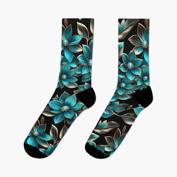 Item preview, Teal & Gold Floral Opulence | Luxurious Botanical Jewel-Toned Pattern designed and sold by Juliette Ozkalfayan.