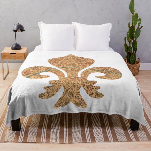 Item preview, Fleur de Lis shape cut from a 1910 Map of Paris designed and sold by Thomas-Duane.