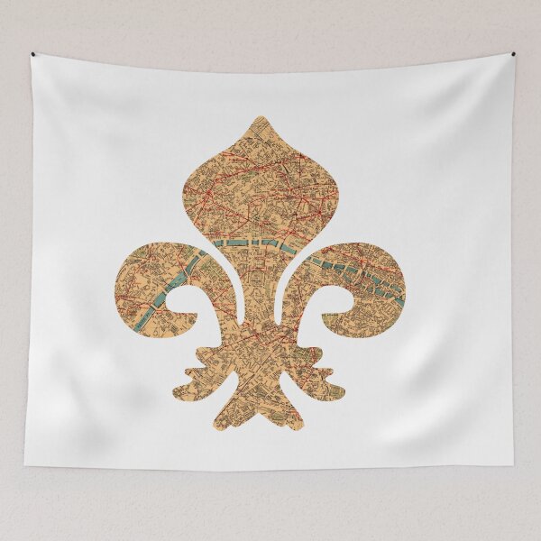 Item preview, Fleur de Lis shape cut from a 1910 Map of Paris designed and sold by Thomas-Duane.