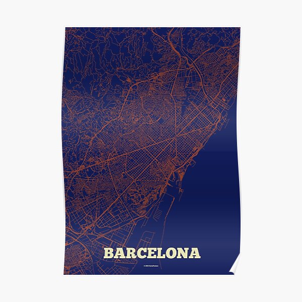 Barcelona Straßen Karte Poster