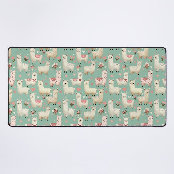 Item preview, Soft Mint Alpaca Seamless Pattern with Hearts and Flowers designed and sold by Lacritsa .