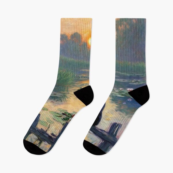 Item preview, Black Cat at Sunset Pond - Impressionist Landscape with Feline, Monet-Inspired Water Lily Art, designed and sold by Kina-design.