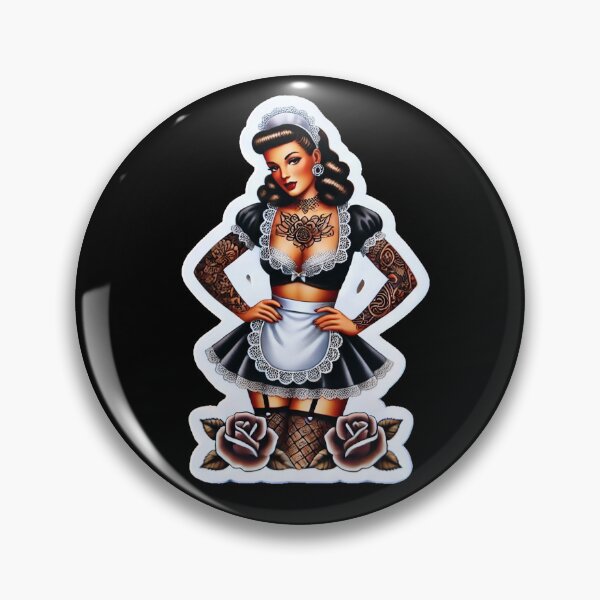 Item preview, Tattooed French Maid Pin-up designed and sold by PinUpPizzazz.