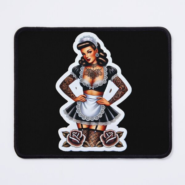 Item preview, Tattooed French Maid Pin-up designed and sold by PinUpPizzazz.