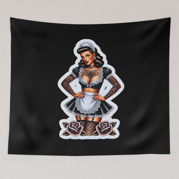 Item preview, Tattooed French Maid Pin-up designed and sold by PinUpPizzazz.