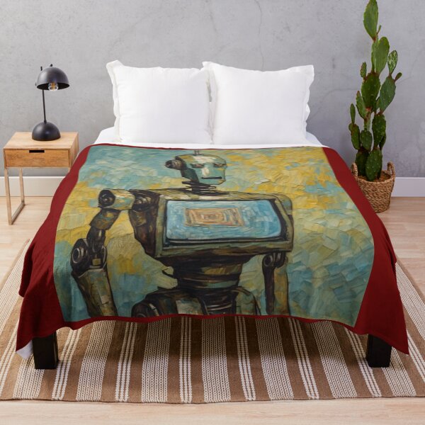 Item preview, "Vintage Irony: Expressive Robot with Abstract Screen" designed and sold by Artisticanvas.