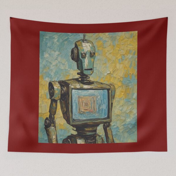 Item preview, "Vintage Irony: Expressive Robot with Abstract Screen" designed and sold by Artisticanvas.