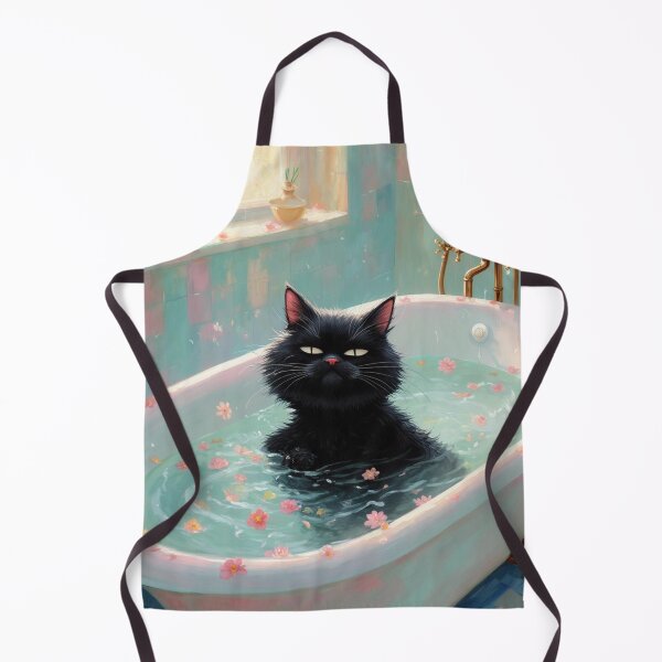 Item preview, Black Cat in a Bathtub - Monet-Inspired Impressionist Art, Whimsical Feline Painting designed and sold by Kina-design.