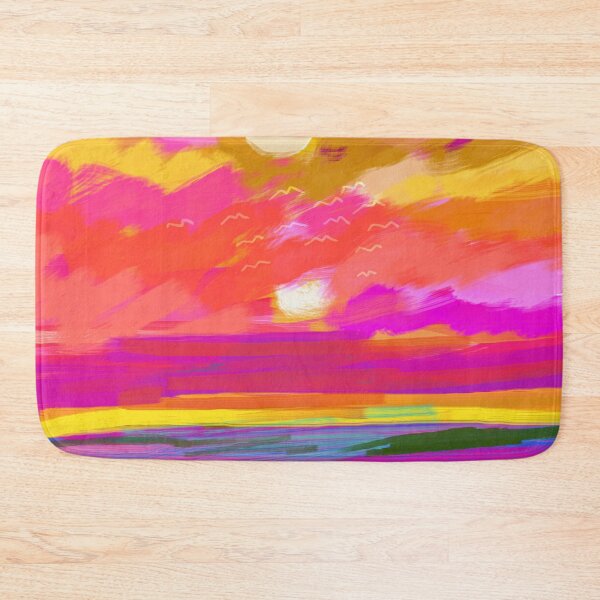 Item preview, Two Suns, Pink Nature Painting Sky, Maximalist Landscape Pop of Color Eclectic, Sunrise Sunset Meadow Boho Modern Contemporary designed and sold by 83oranges.com.