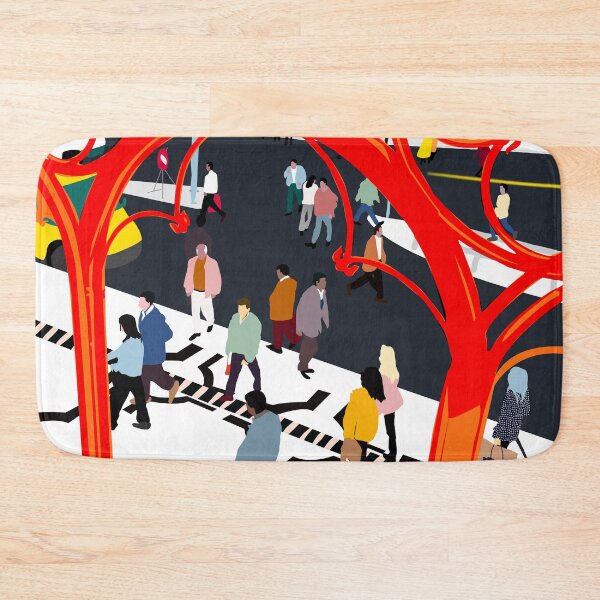 Item preview, City Street, Eclectic Architecture Buildings Busy New York, People Work Office Daily Life Boho Contemporary Traffic Gifts designed and sold by 83oranges.com.