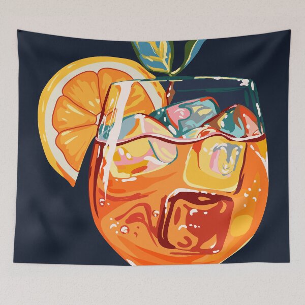 Item preview, Hawaiian Cocktail, Fresh Orange Fruity Mimosa, Pop of Color Food Bohemian Eclectic Modern Drink designed and sold by 83oranges.com.