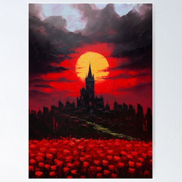 Item preview, Castlevania - Dracula's castel. Red rose darkness series. Version 2. Oil painting designed and sold by alexkempart.