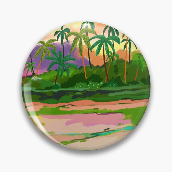 Item preview, Tropical Backwaters of Kerala, Nature Jungle Forest Landscape Painting, Dreamy Scenic Travel Lake Palm Bohemian designed and sold by 83oranges.com.