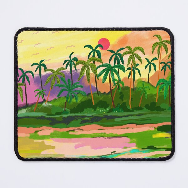 Item preview, Tropical Backwaters of Kerala, Nature Jungle Forest Landscape Painting, Dreamy Scenic Travel Lake Palm Bohemian designed and sold by 83oranges.com.