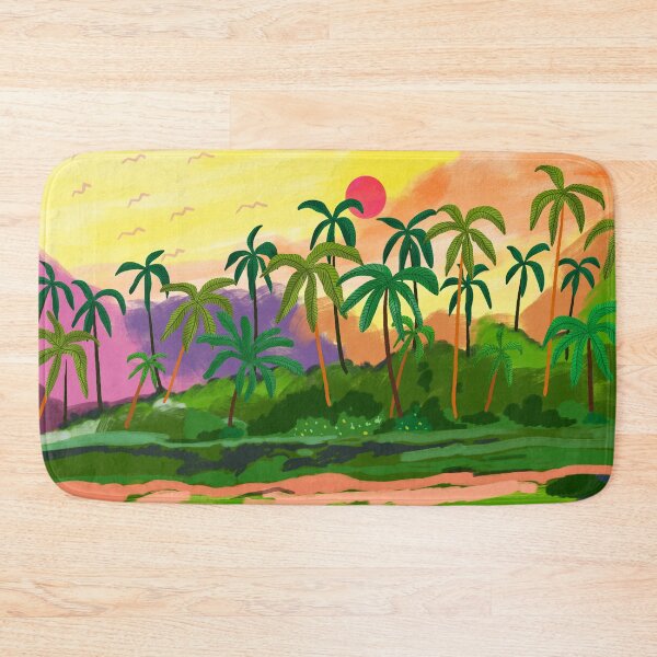Item preview, Tropical Backwaters of Kerala, Nature Jungle Forest Landscape Painting, Dreamy Scenic Travel Lake Palm Bohemian designed and sold by 83oranges.com.