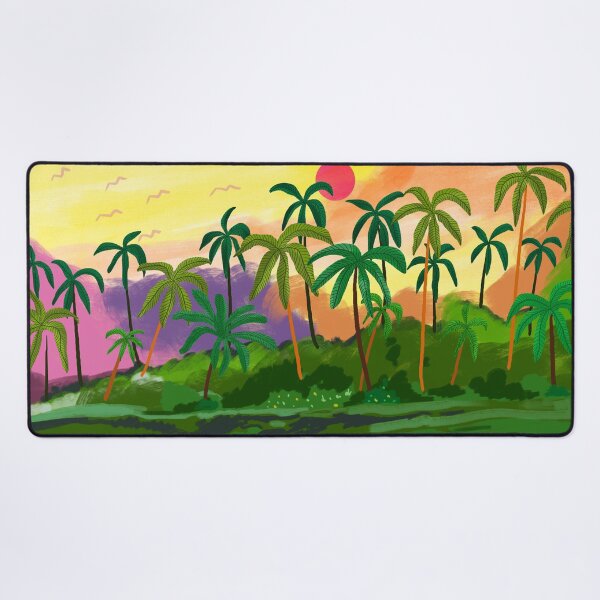 Item preview, Tropical Backwaters of Kerala, Nature Jungle Forest Landscape Painting, Dreamy Scenic Travel Lake Palm Bohemian designed and sold by 83oranges.com.