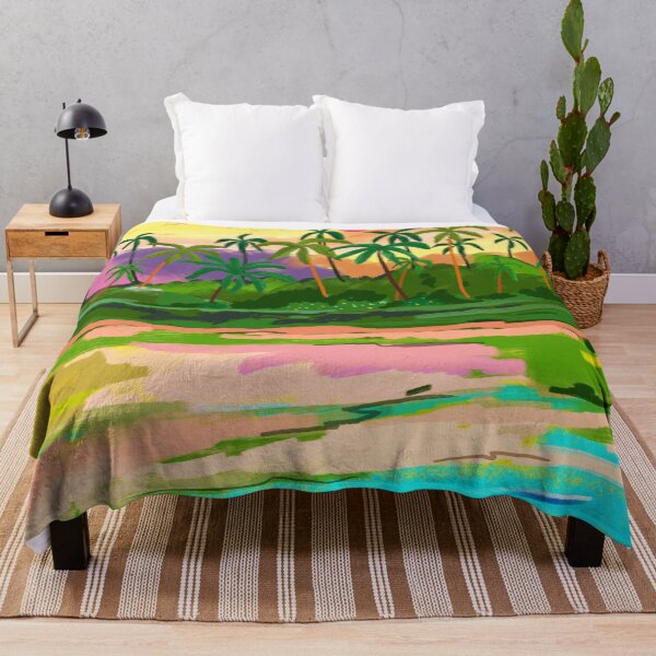 Item preview, Tropical Backwaters of Kerala, Nature Jungle Forest Landscape Painting, Dreamy Scenic Travel Lake Palm Bohemian designed and sold by 83oranges.com.