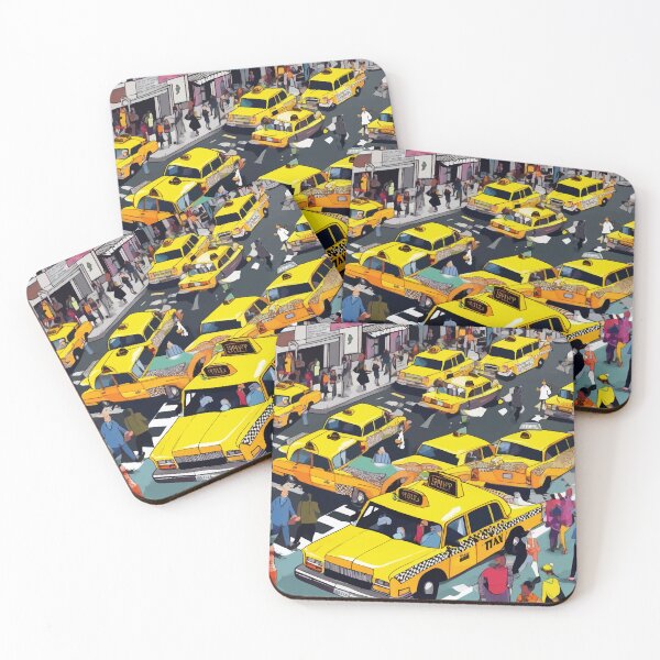 Item preview, New York Minute, Yellow Taxi Cab Manhattan Downtown Busy Street, Traffic People Buildings Times Square Eclectic Road Architecture designed and sold by 83oranges.com.
