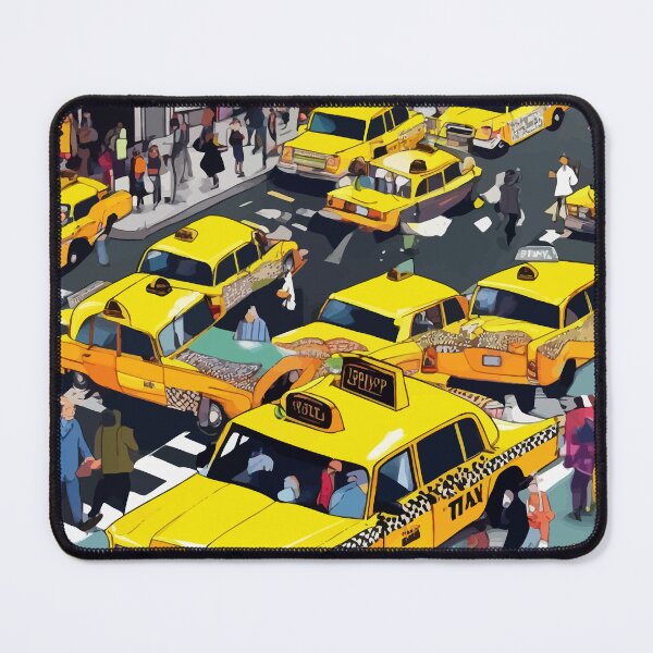 Item preview, New York Minute, Yellow Taxi Cab Manhattan Downtown Busy Street, Traffic People Buildings Times Square Eclectic Road Architecture designed and sold by 83oranges.com.