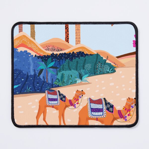 Item preview, The Arabian Desert, Nature Landscape Travel Illustration, Camels Eclectic Sand Dunes Dubai Palm, Sahara Middle East Hot Summer Animals Bohemian designed and sold by 83oranges.com.