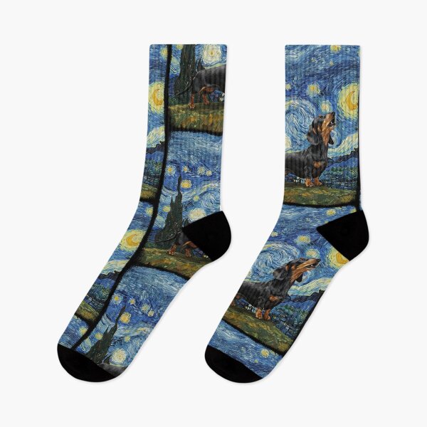 Item preview, Dachshund Wiener Dog Howling At Moon Starry Night Van Gogh Funny designed and sold by d247.
