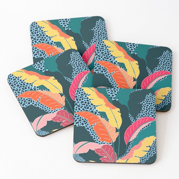 Item preview, Teal & Tangerine, Botanical Nature Jungle Plants, Maximalism Eclectic Pop of Color, Tropical Banana Leaves Bohemian Contemporary designed and sold by 83oranges.com.