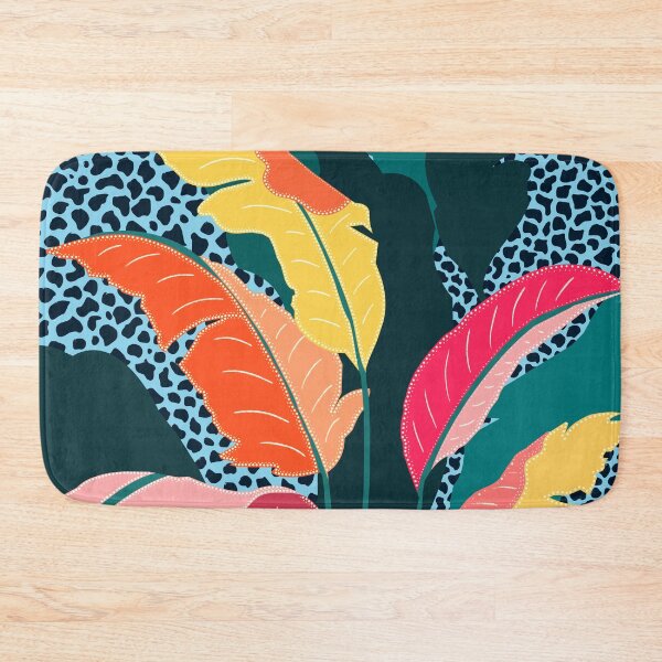 Item preview, Teal & Tangerine, Botanical Nature Jungle Plants, Maximalism Eclectic Pop of Color, Tropical Banana Leaves Bohemian Contemporary designed and sold by 83oranges.com.