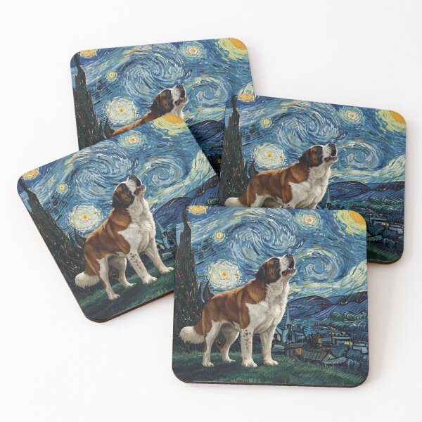 Item preview, Saint Bernard Howling At Moon Starry Night Van Gogh Funny designed and sold by d247.