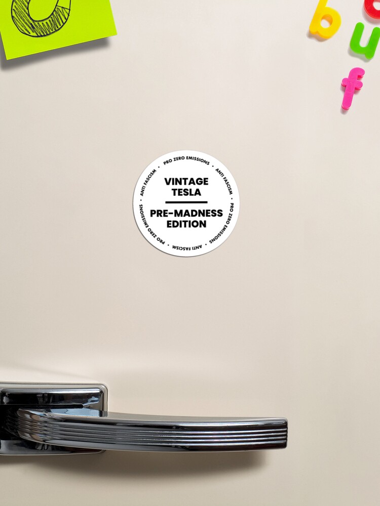 Thumbnail 1 of 3, Magnet, Tesla sticker for owners that want to express their dislike for Elon Musk. White & black version designed and sold by CasbenShop.