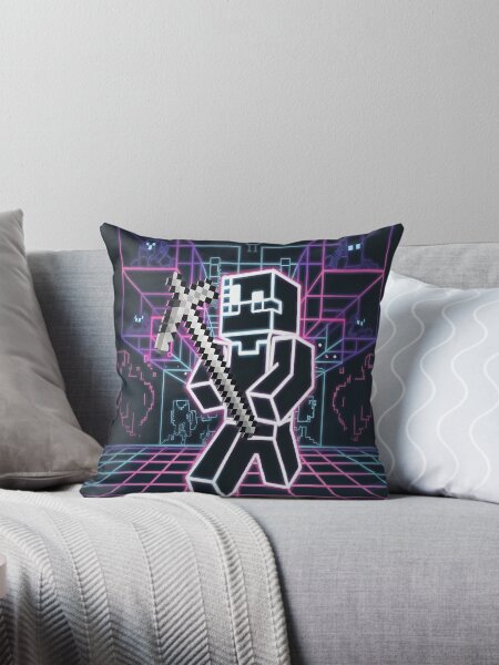 Vista previa del artículo con la obra «Minecraft neón retro», diseñado y vendido por Thompika.