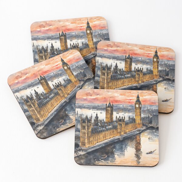 Item preview, Iconic Westminster Palace at London Sunset - Watercolor Impressions designed and sold by LSVart.