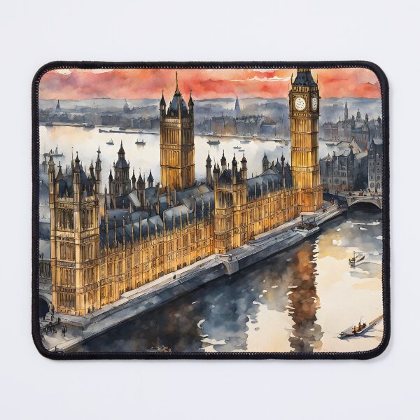 Item preview, Iconic Westminster Palace at London Sunset - Watercolor Impressions designed and sold by LSVart.