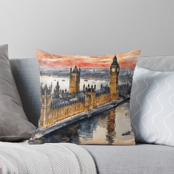Item preview, Iconic Westminster Palace at London Sunset - Watercolor Impressions designed and sold by LSVart.