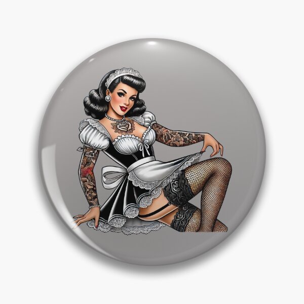 Item preview, Tattooed French Maid Pin-up designed and sold by PinUpPizzazz.