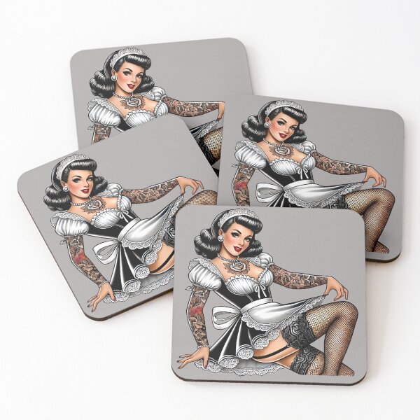 Item preview, Tattooed French Maid Pin-up designed and sold by PinUpPizzazz.