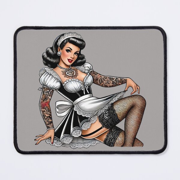 Item preview, Tattooed French Maid Pin-up designed and sold by PinUpPizzazz.