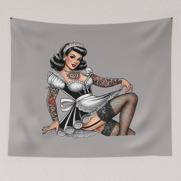 Item preview, Tattooed French Maid Pin-up designed and sold by PinUpPizzazz.