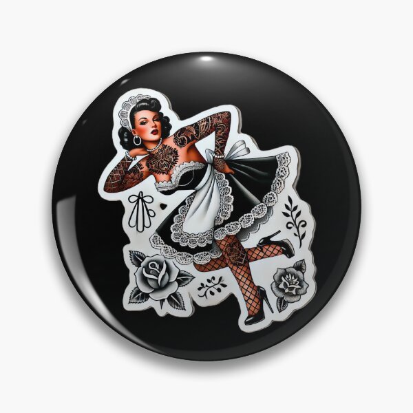 Item preview, Tattooed French Maid Pin-up designed and sold by PinUpPizzazz.
